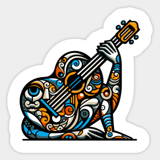 Guitar illustration. Guitar illustration in cubist style Sticker